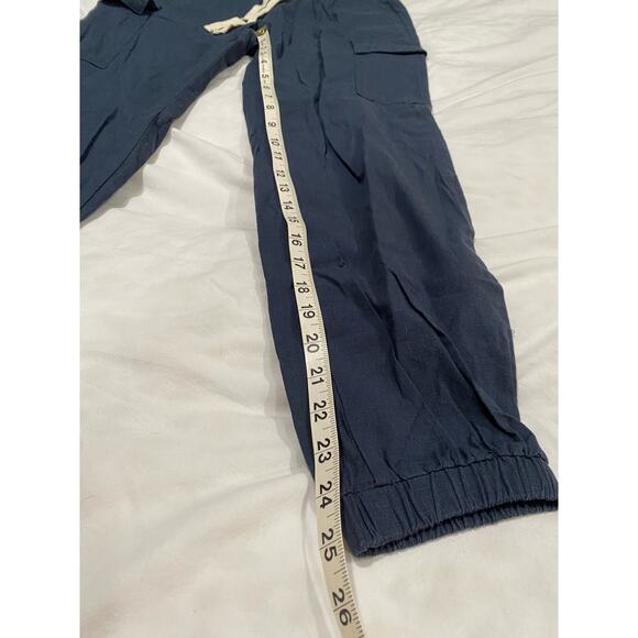 NWT L. T. J. Letter to Juliet Navy Blue Linen Blend Jogger Cargo Pants Small - Picture 8 of 9